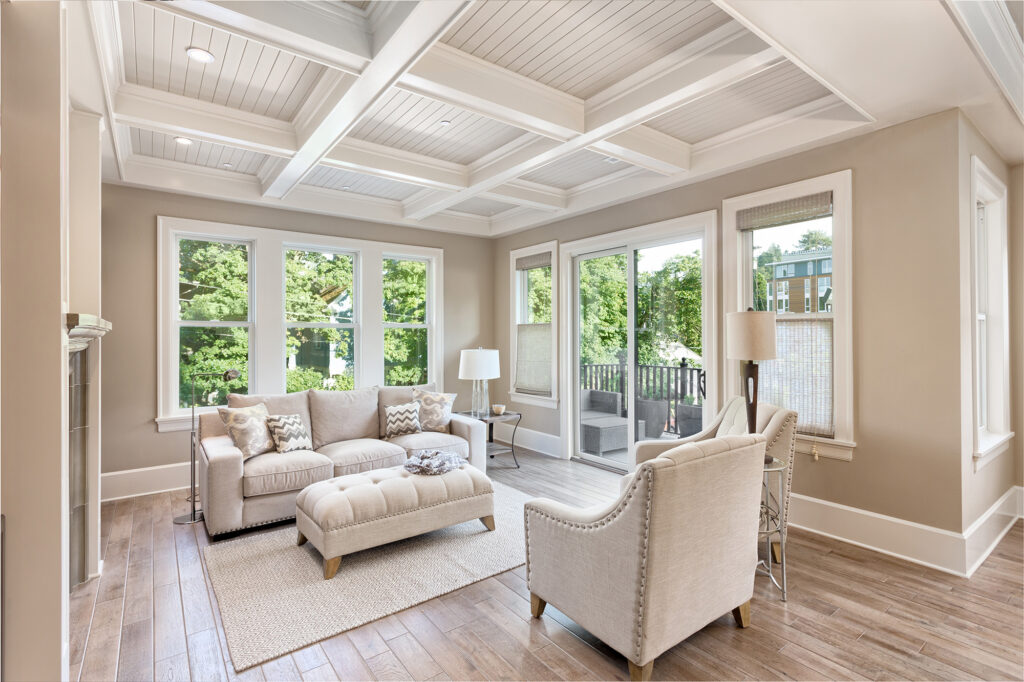 Family living room with vinyl flooring