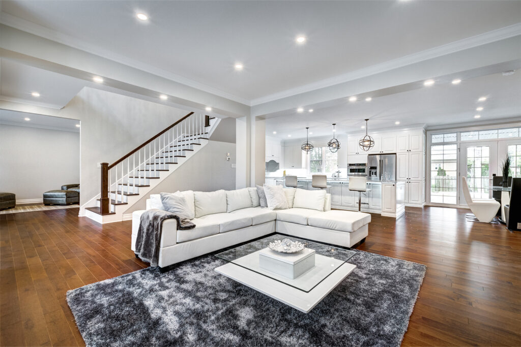 Modern home interior showing laminate flooring